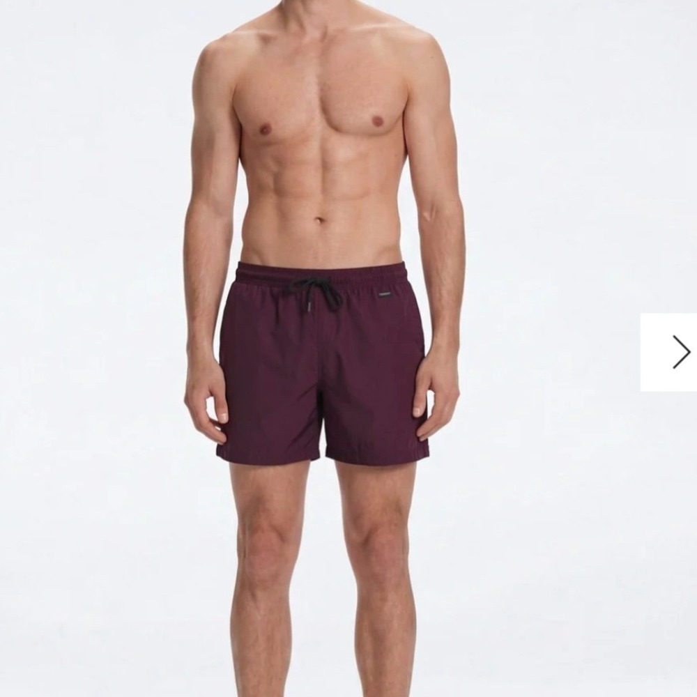 Moeva Louis Prune Quick-Dry Mid-Thigh Swim Shorts Mens Small NEW Luxury Trunks